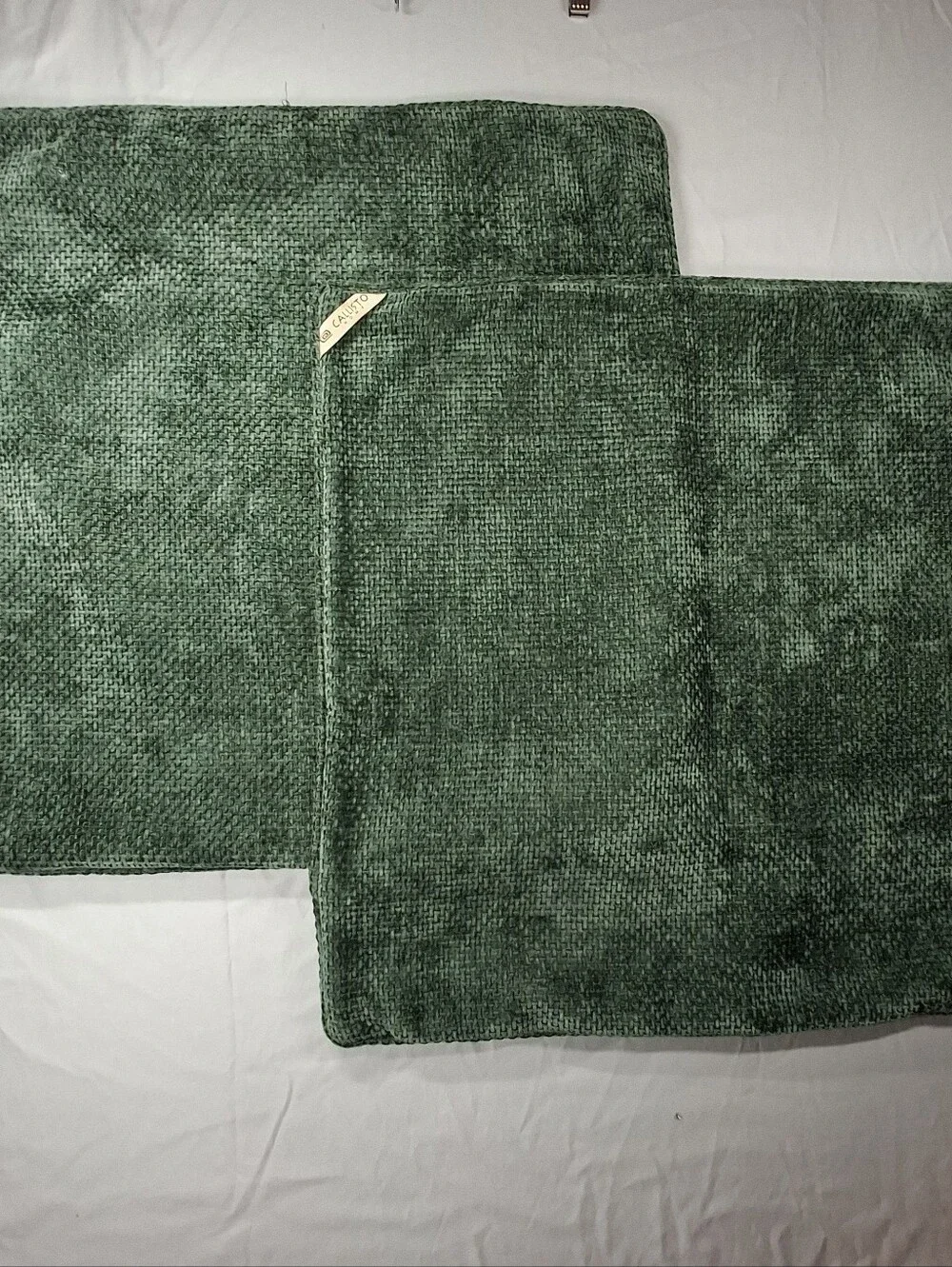 2 Callisto Home Forest Green Chenille Velvet Textured Throw Pillow Covers 24x24